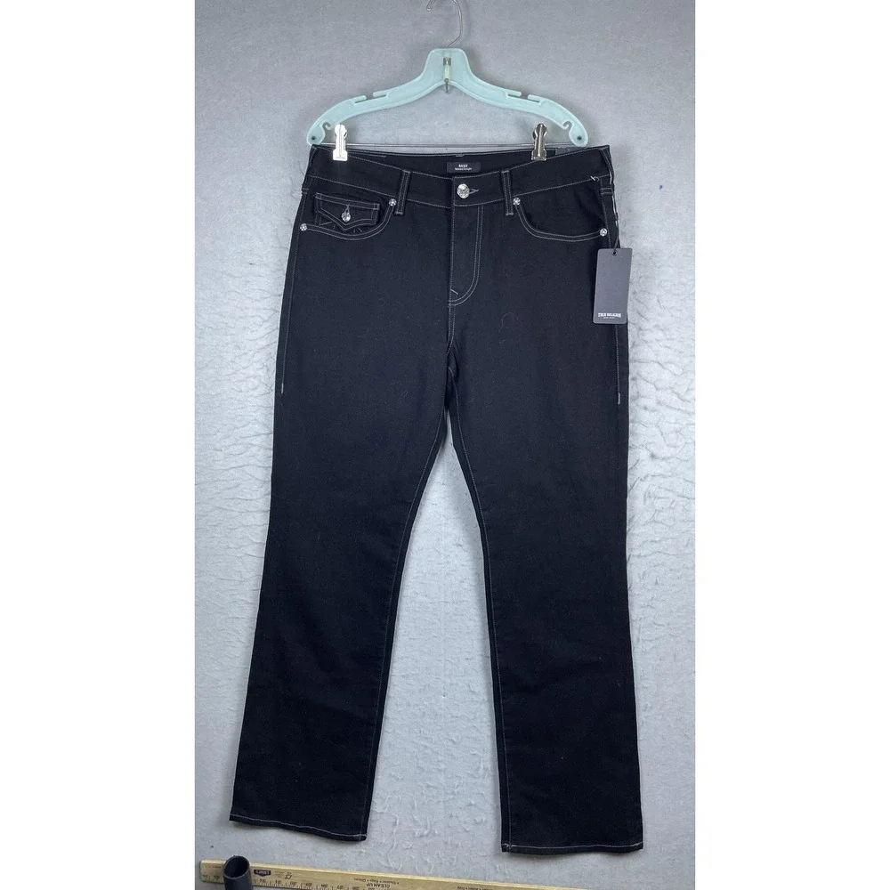 True Religion Ricky Jeans Mens 34x32 Black Rinse Relaxed Straight Denim Pants